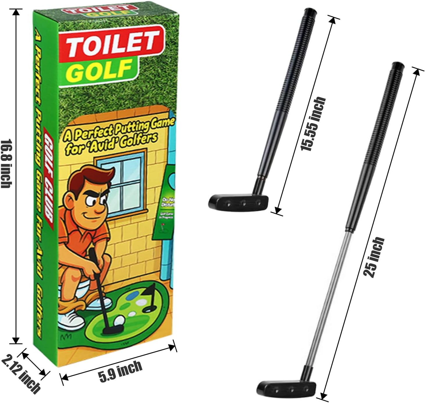 Toilet Golf Game, Mini Golf That Can Be Played in The Bathroom - Wonderful Toilet Time, Gag Gifts,Funny White Elephant Gift, Prank Gift for Dad Husband, Boyfriend, Men